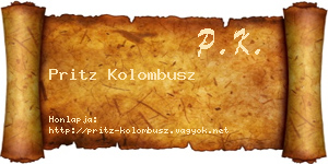Pritz Kolombusz névjegykártya